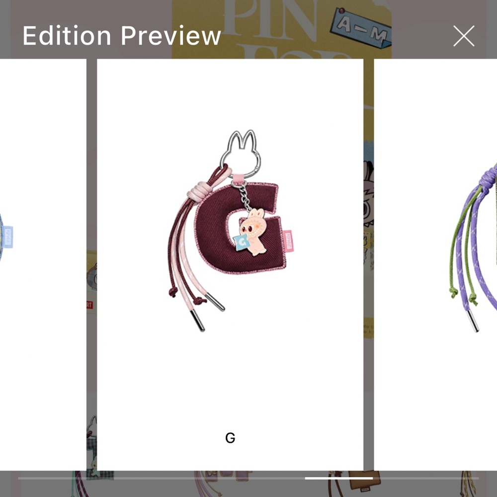 Pop Mart Labubu The Monsters Pin for Love Series "G” Letter Pendant